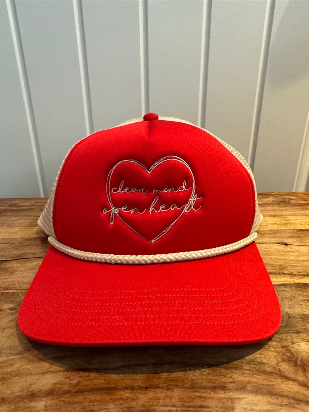 NWT Prana Red 'Clear Mind Open Heart' Trucker Hat - Fashion Cap